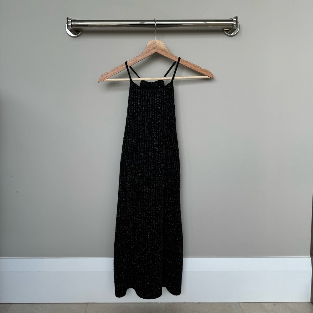 NBD Black Halter Neck Sparkly Dress – Size M